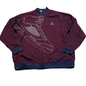 Vintage Jordan Y2K Retro Track Jacket Sneaker Emblem Full Zip Pockets Brown 3XL